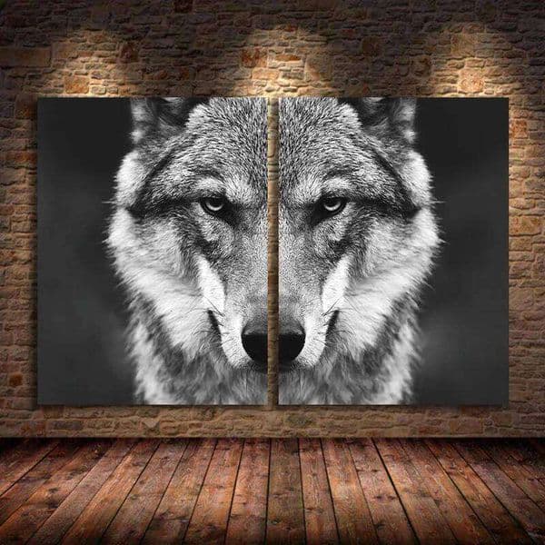 Wolf Head Wall Art Picture Wild Animal Poster Nordic Style Black White Canvas Painting Print Home Room Decoration Unframed No frame 26W0207