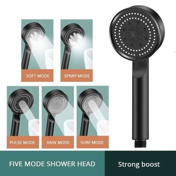 5 Mode Pressure Boost Head Multifunction Adjustable Large Water Yield Nozzle Massage Shower Bathroom Accessory 26H0207