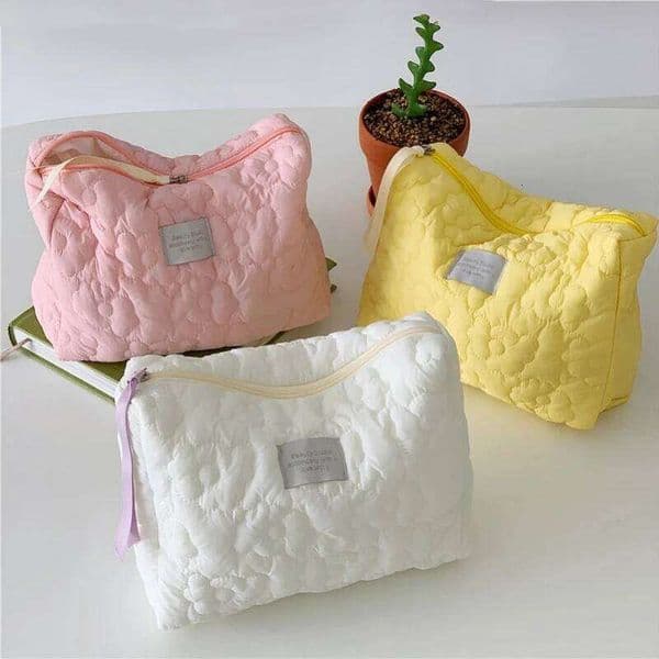Women 5 Colors Flower Cosmetic Quilted Cotton Soft Case Pouch Zipper Large Toiletry Bags For Girl Travel Makeup Bag Y260206