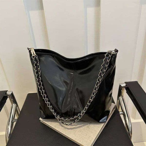 PU Top-Handle Handbag Luxury Shoulder for Women Fashion Shopping Bag High Capacity Silver Gold Casual Underarm Tote Z260207