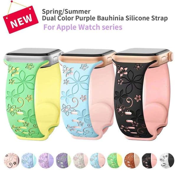 Spring/Summer Dual Color Flower Apple Watch S10 42mm 46mm 44/45mm 49mm Ultra 38mm 321 Soft Silicone Strap for iWatch Z260207