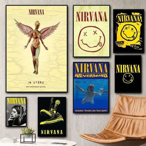 Band N-Nirvana Painting Calligraphy HD Canvas Poster living room bedroom bar aesthetic decoration No frame 26W0207