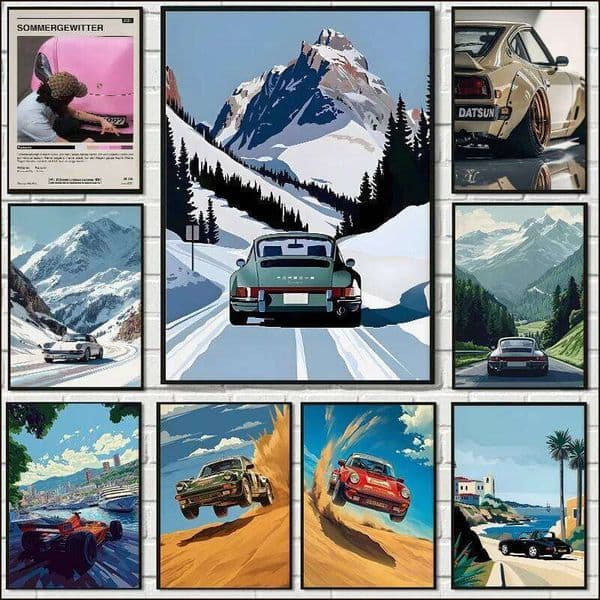 Famous Car Poster Vintage Desert Race Rally Photography Canvas Painting Luxury Wall Art for Living Room Home Decor Gift No frame 26W0207