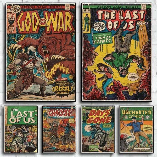 Nordic Retro Abstract Wall Art Action Game Hero Comics HD Oil On Canvas Posters And Prints Home Bedroom Decor Gifts No frame 26W0207