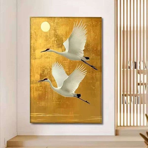 Modern Nature Japanese Canvas Poster Crane Paintings White Bird Gallery Wall Art Print for Room Dormitory Home Decor 26Y0207