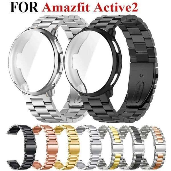Stainless Steel Strap+Case Anti-scratch TPU Screen Protector Cover For Amazfit Active 2 Smartwatch Band Z260207