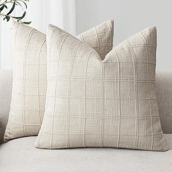 Pillow Case Set of 2 Decorative Linen Check Throw Pillow Covers Neutral Farmhouse Vintage Cushion Modern Boho Home Decor For Sofa 260122
