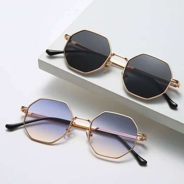 For Polygon Metal Sunglasses Vintage Frame Men Luxury Brand Design Sun Glasses Women Mirror Gafas De Sol Uv400 Y260207