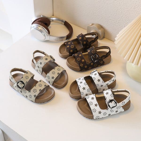 Free Shipping 2026 Summer New Print Design Kids Open Toe Sandals Fashion Casual Beach Soft Sole Buckle Sandals for Boys and Girls