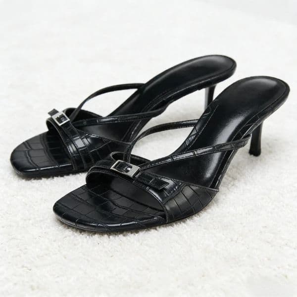 Summer 2026 Heels Slipper Open Toe Comfort Casual Slides Female Metal Buckle Mature Fashion Women Sandals 260208