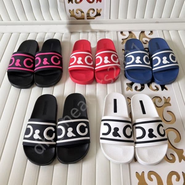 Designer Slippers Men Women Slides Printing Sandals leather Black white Fashion luxury summer beach Shoes
