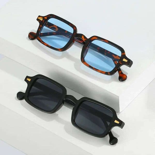 Fashion Square Sunglasses Women New Retro Rivets Decoration Men Leopard Blue Sun Glasses Gradient Shades UV400 Eyewear Y260207