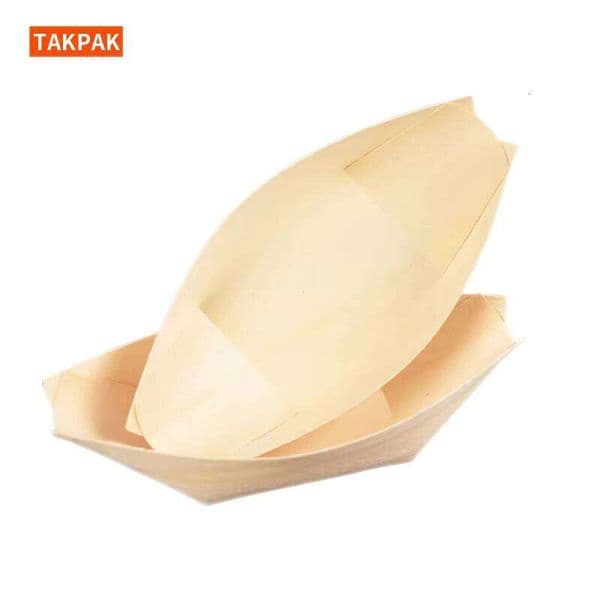 Disposable Multiple Size Sushi Boats Salmon Tray Wooden Food Container
