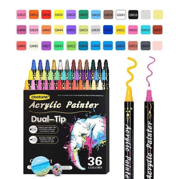 12-36 Colors Double Head Acrylic Markers Pen Set Art for Painting Kid Chirldren Water-proof Student Scholl Supplies Stationery 26W0209