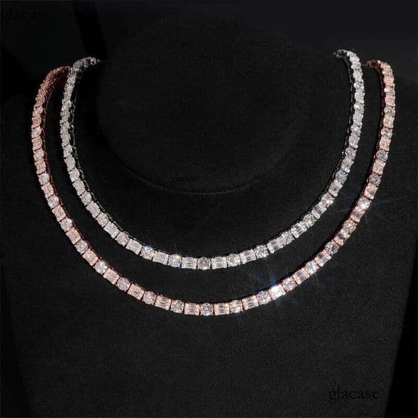 Trendy New Arrivals Hot Selling Iced Out Hip Hop Sier VVS1 Moissanite Dia Cluster Tennis Chain Bracelet 4c