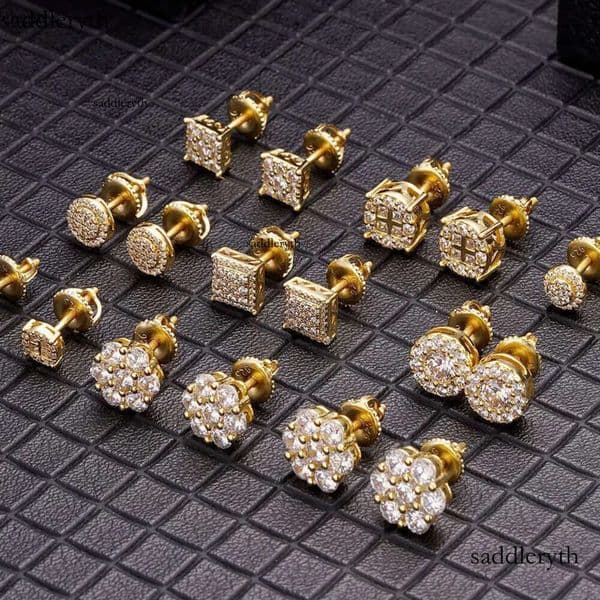 2025 Designer Top Men's 10k Plated Sier Pin VVS Moissanite Real Gold Earrings Jewelry Fashion Gifts 37