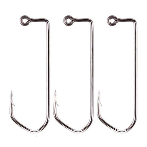 100pcs 7150 Jig Fishing Hooks Barbed Black High Carbon Steel Pesca Barbarian 90 Degree Fishhook Size 6/0# to 1# Hook Z260205