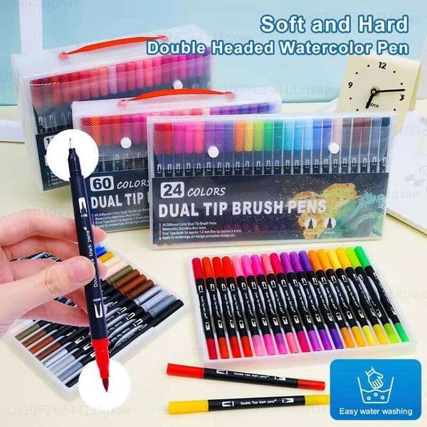 12-120 Colors Acrylic Paint Markers,Dual tips Dual Color for Rock Painting,Canvas,Glass,Ceramic,Fabric,Plastic,Soft Brush 26W0209