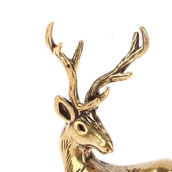 1Pc Retro Brass Christmas Elk Miniature Figurine Festival Decoration Accessories Mini Deer Statue Desktop Ornament Decors 26H0209