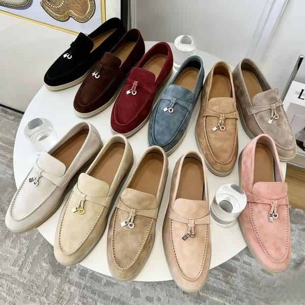 Loafers Designer shoes Walk Charms Embellished Casual Shoes Mens Womens Suede Couple Shoe Genuine Leather Flat For Men Women With Box Size 35-45