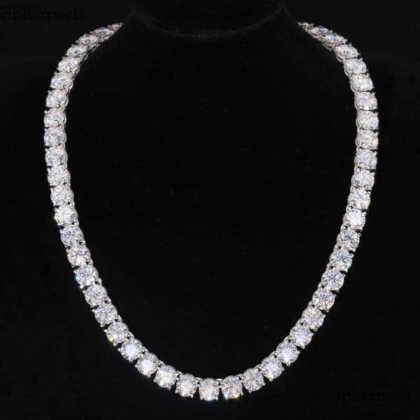 Designer-style high-end necklace2025 Design Iced Out Bracket 10mm Sterling Sier Vvs Moissanite Dia Baguette Buckle Tennis Chain Necklace 9e