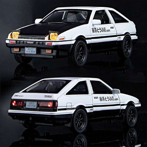 1:32 AE86 Metal Alloy Toy Car Diecasts Vehicles Decoration Model Miniature Scale Collect Gift Children Boy Pull Back Sound Light 26W0209