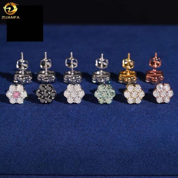 Moissanite Diamond Hoop Earrings Tester Pure Silver 925 Exquisite Jewelry Flower women men Earrings