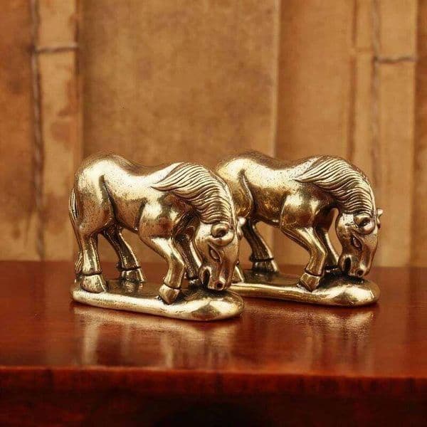 1Pcs Child Riding Home Office Desktop Decoration 2026 Year Of Brass Feng Shui Horse Figurines Miniatures Gift 26H0209