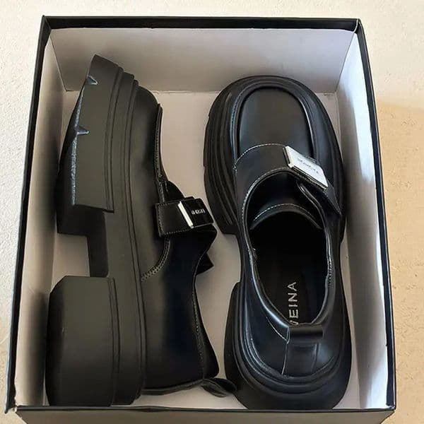 Lefu Shoes 2025 Spring and Autumn Style French Japanese Tall Leather Shoe 260208BANJIA
