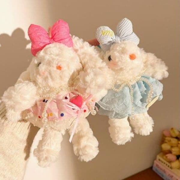 Princess style cartoon rabbit doll girl gift plush toy keychain pendant bag hanging decoration plush