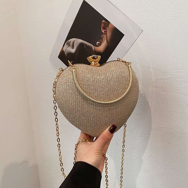 Evening For Women New Fashionable Chain Crossbody Handheld Mini Heart Shoulder Bag