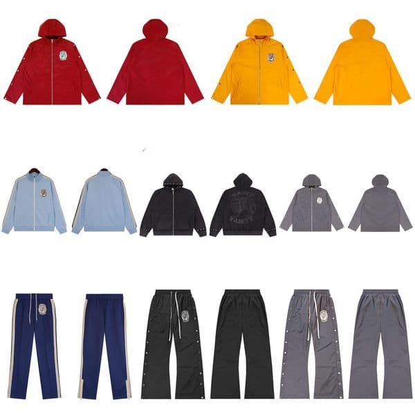 SAINT VANITY jackets pants washed embroidered rivet Hip Hop Y2K Vintage sporty Windbreaker casual trench coat buttoned hooded Saint sweatshirt jacket shorts set a6