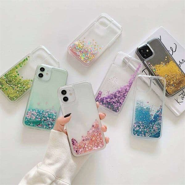 Colorful glitter quicksand simple case for iphone 15 16 17 pro max plus water liquid phone cover para el iphones 14 fundas H260209