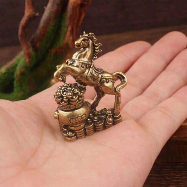 NEW Brass Figurines Chinese New Year Zodiac Horse Ornament Feng Shui Lucky Statue Home Office Desktop Decoration Crafts 26H0209