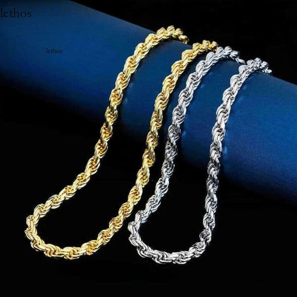 Ready to Ship 6mm Hip Hop Man Necklace Sterg Sier Iced Out Vvs1 Moissanite Dia Lock Gold Rope Chain 4e