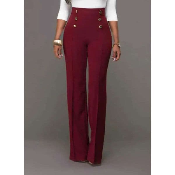 Women's Pants Autumn Trousers Casual High Waist Straight Leg Stretchy Bootcut Dress Button Front Business Slacks H260209
