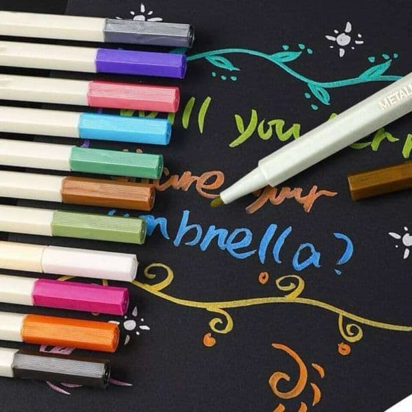 12pcs Colorful Metallic Pen, DIY Scrapbooking Crafts Marker stationery 26W0209