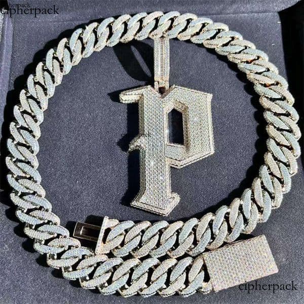 18mm Vvs Moissanite Chilled Dia Sterling Sier Men's Necklace Miami Cuban Chain b4