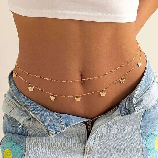 Classic Retro Cute Butterfly Waist Belly for Women Summer Beach Sexy Simple Body Chain Vacation Jewelry Accessories Gift X260209