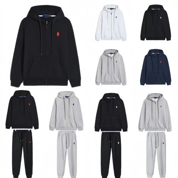 Designer Mens Polo Hoodies Loose Cardigan Tops Clothing Polo Tracksuit Set designer shirt Pullover Cotton Simple Long Sleeve Casual Zip Up
