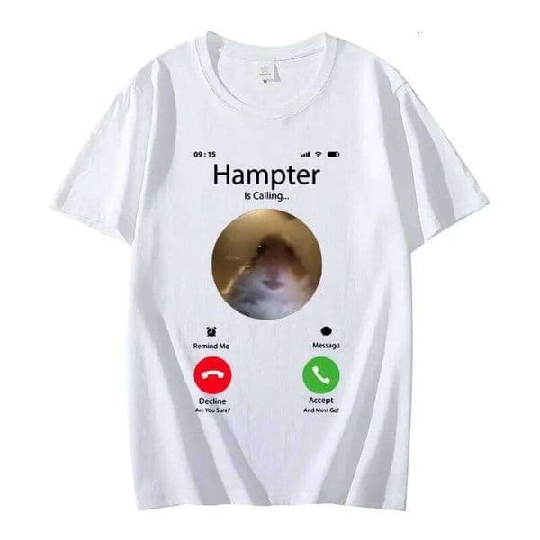 Dank Meme Hamster Staring Front Camera Hampter Calling T-shirt Fashion Woman Short Sleeve T-shirts Oversized Streetwear X260209