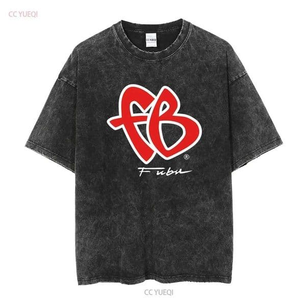 2026New Vintage Fubu Big Logo T Shirt Black S Rap Hip Hop Y2K long or short sleeves vintage Washed Versatile Stylish Soft Breathable 26H0506