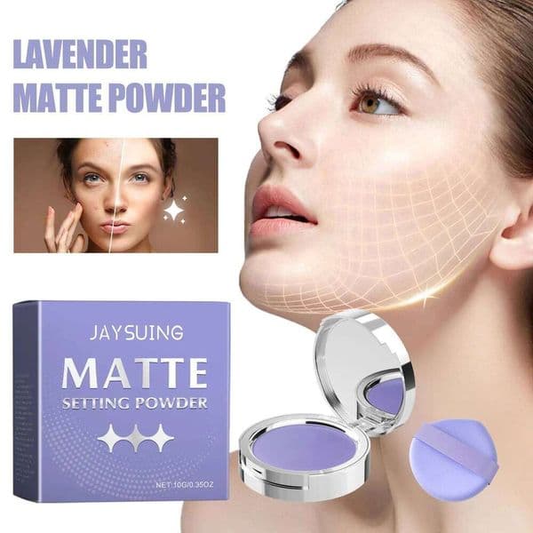 Jaysuing 10g Lavender Matte Set Natural Waterproof Concealer Oil Control Lasting Makeup Loose Setting Powder 26L0209