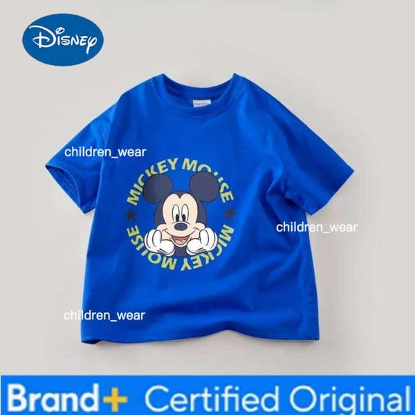 Solid-color simple Mickey pattern boys' Summer pure cotton new children's clothing. Short-sleeved cartoon T-shirt. H260209