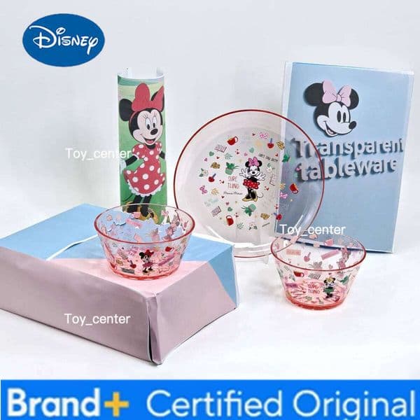 Disney 1pc cartoon Minnie Mouse AS plastic transparent plate, bowl, family dinner and birthday party gift tableware H260209