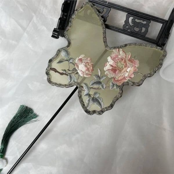 Bestseller Ancient Chinese Style Hanfu Dance Shooting Long handled Embroidered Classical Double sided Female Decorative Fan LF216 ddmytues