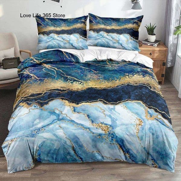 Classic 3D Marble Quilt Set Bedding Sets Comforter Covers Pillowcases 3-Piece Duvet Cover Linens Bed 140x200 Bedspreads S260209