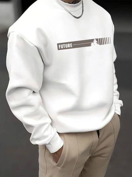 Bestseller Men's autumn and winter fashionable casual loose futune letter graphic printed long sleeved round neck sweatshirt ddmytues
