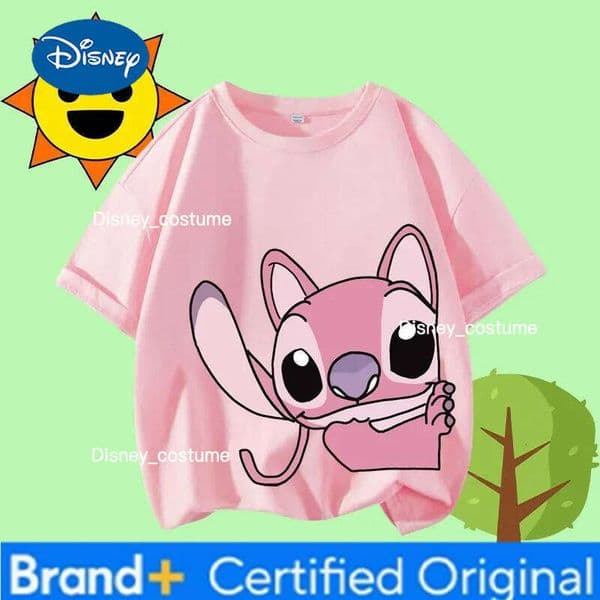 Disney Children's Round-neck Short-sleeved Stitched Cartoon Print Summer T-shirt Boys' and Girls' Sports Shirt - Casual Top H2602101