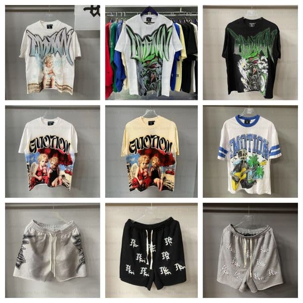 Mirror quality mixed emotion Men's shirts shorts Boxy Fit Clothing MIXEDEMOTION Hoodies Skulls Print Shirt Summer Breathe hoodies Men Women Casual T-shirt Tops